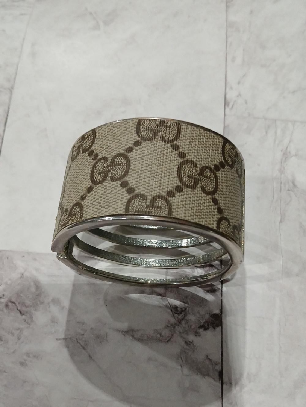 Upcycled Cuff Bangle Made From Authentic Gucci Canvas